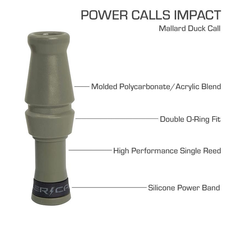 Higdon Outdoors Power Calls: Mallard Duck Call, Impact, Single Reed,