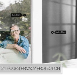 HIDBEA Frosted Window Privacy Film Colorful Decorative Static Cling Non-Adhesive UV Blocking Heat Control Reusable Glass Tint for Home Kitchen Bathroom Office, 35.4 Inches x 8.2 feet, 06-Matte Gray