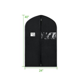KEEGH 40" Suit Bags for Closet Storage (Set of 16) Garment Bags for Hanging Clothes, Suit Cover Bags for Suits Coats Dress with Zipper and Transparent Window, Black