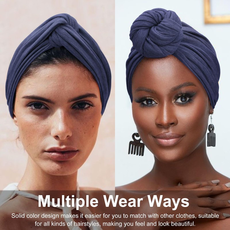 DRESHOW Hair Wrap for Women Ribbed Soft Turban Stretch Jersey