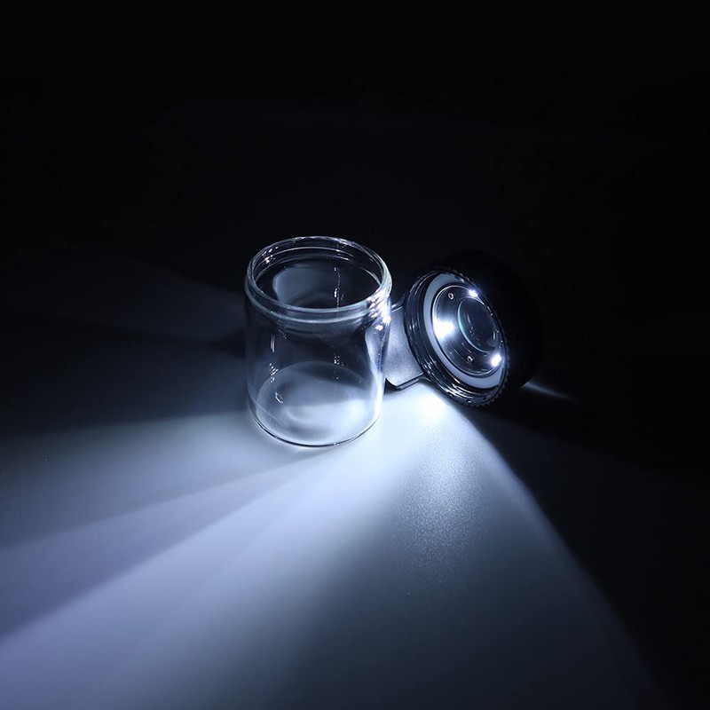 LEWOT Magnifying Viewing Jar with LED Light, Airtight Transparent Glass