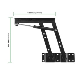 HAKZEON 2 PCS 9.52 Inch Lift Up Top Coffee Table Hinge with 40 Mounting Screws, 150N Folding Hinge Rack Mechanism Bracket Lifting Frame Desk, Gas Hydraulic, Black