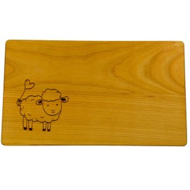 kreativherz - Chopping Board with Animal Motif "Sheep" Made of FSC Certified Cherry Wood - Small Breakfast Board for Children - Wooden Board Small as Breakfast Board Wooden Board 26 cm x 15 cm x 1 cm