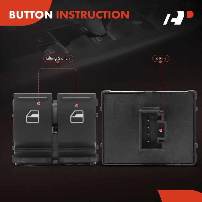 A-Premium Power Window Switch Compatible with Volkswagen Beetle 2003-2010, Convertible,
