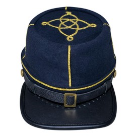 American Civil War Officer Union Kepi, 1st Lieutenant Rank – 100% Navy Blue Wool Cloth Hat/Cap, Navy Blue, Small