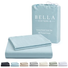 Bella Coterie Luxury Queen Duvet Cover Set | Organically Grown | Ultra Soft | Cooling | Two Luxury Pillow Shams | Viscose Made from Bamboo | 90 x 94 | No Insert [Coastal Blue]