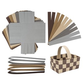 Ideen mit Herz Woven Baskets | Paper | for Crafts and Braiding | Easter Nest | Decoration | Gift Basket | Packaging | 12 cm x 8 cm x 6.5 cm | Pack of 10 (Brown, Grey and Beige Tones)