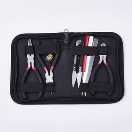 Gelirda 8Pcs Complete Black Jewelry Supplies Set Construction Pliers Tool Kits for Jewery Making Craft Wire Wrapping Repair Beading