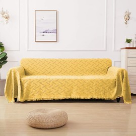 ROSE HOME FASHION Geometrical Sofa Cover, Couch Cover, Couch Covers for 3 Cushion Couch, Couch Covers for Sofa, Sofa Covers for Living Room, Couch Covers for Dogs, Couch Protector(X-Large:Yellow)