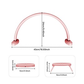 obcd Half Moon Light for Nail Desk,16 inch Half Moon Lamp,Portable Ring Light for Eyelash Extensions,Suitable for Nail Beauty Crafts Sculpture，Brightness Adjustable, Pink