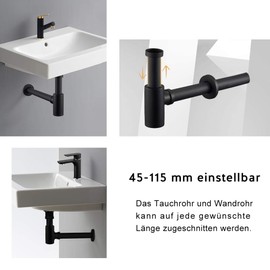 Sink Siphon, Chrome & Black