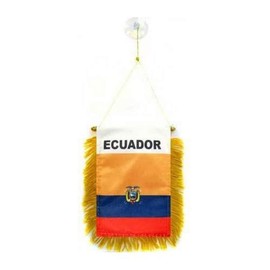 AZ FLAG Ecuador Mini Banner 6'' x 4'' - Ecuadorian Pennant 15 x 10 cm - Mini Banners 4x6 inch Suction Cup Hanger