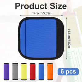 TIESOME 6 Pack Luggage Handle Wrap for Suitcase, Neoprene Handbag Grip Cover Protector Luggage Tags Identifiers Handle Wraps for Travel Accessories (6 Colors)
