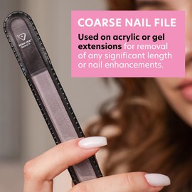 Bona Fide Beauty Czech Glass Nail File for Acrylic Nails, Crystal Glass Nail File with Sleeve. Coarse Fingernail Filer for Fake Nails (Pink)
