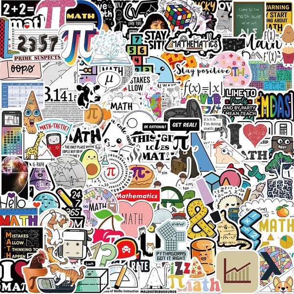 LYLSDSB Math Stickers 108Pcs Waterproof Funny Arithmetic Stickers for Laptop