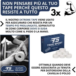 TAKE SPORT, NEUHEIT! Sporttape, Finger-Tape für Crossfit, Verbandband für sportliche Bandagen. Sportband, 6-12 Rollen Sportpflaster 5 x 10 m, 100 % Baumwolle, Zickzack-Rand, Unelastisch. Weiß
