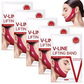 5 Pieces Double Chin Lifting Mask,Chin Lift Mask, Easy to Use Ear-Hanging Design, Shaping and Tightening Jawline, Moisturizing and Lifting, Beauty Tool Suitable for Face and Neck