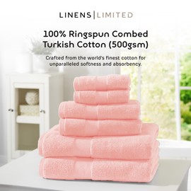 Linens Limited - Hand Towel for Bathroom and for Kitchen, Great as Face Towel, Guest Towel, and More, Turkish Cotton, Soft and Luxurious, Super Absorbent, Machine Washable (Pink)