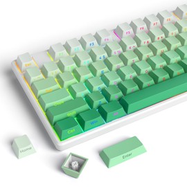 iRoboosta Cherry Profile Side Printed PBT Keycaps, 135 Key Minimalist Double Shot Shine Through Custom Keycap, Gradient Keycap for Cherry MX Switches Mechanical Keyboard (Mint Green/Side Print)