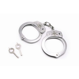 Uzi Handcuffs, NIJ approved professional police quality tactical chain, heavy duty stainless steel handcuffs, silver, high-strength nickel-plated