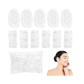 100 PCS Disposable Ear Covers for Shower, Clear Plastic Ear Shower Caps, Waterproof Ear Protectors for Hair Dye