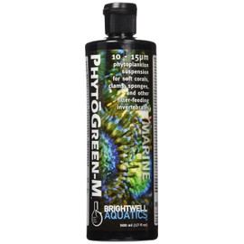 Brightwell Aquatics 10-15 Micron PhytoGreen-M Green Phytoplankton Aquarium Supplement, 500 mL, 16.91 Fl Oz (Pack of 1)