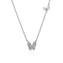 Meissa Butterfly Necklace for Women Sterling Silver Tiny Butterfly Chocker Necklace Simple Stackable Layer Gold Necklace Girlfriend Bridesmaid Gift (Silver)