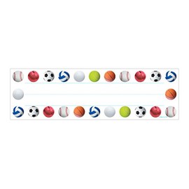 Hygloss Products Sports Balls Kids Name Plates for Desks Cubbies Lockers – 9.5 x 2-7/8 Inch, 36 Pack