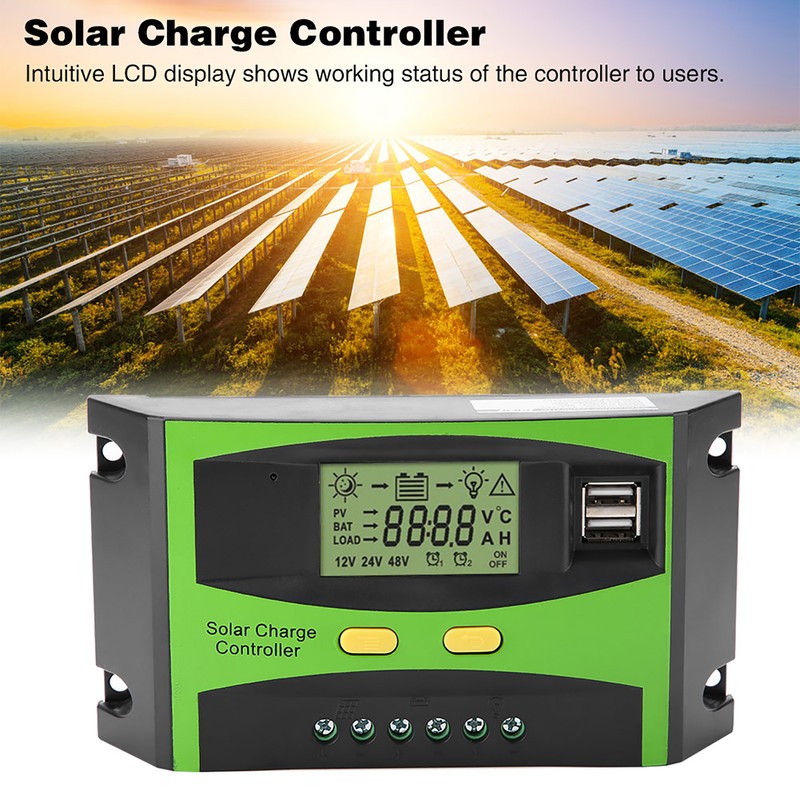 PWM Smart Dual USB Solar Panel Charge Controller Regulator LCD