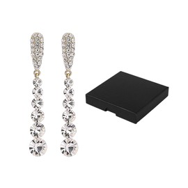 1 Pair Of Drop Earrings For Women, 1 Jewelry Box, Sparkling Earrings For Women, Gold Dangle Earrings, Art Deco Earrings For Girls