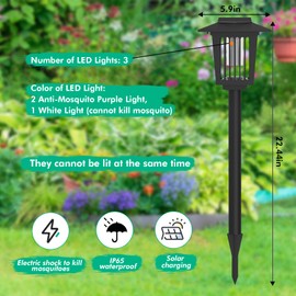 3 Pcs Solar Bug Zappers Outdoor Waterproof LED Solar Mosquito Zappers Outdoor Solar Powered Mosquito Killer Light Lamp for Indoor and Outdoor Use
