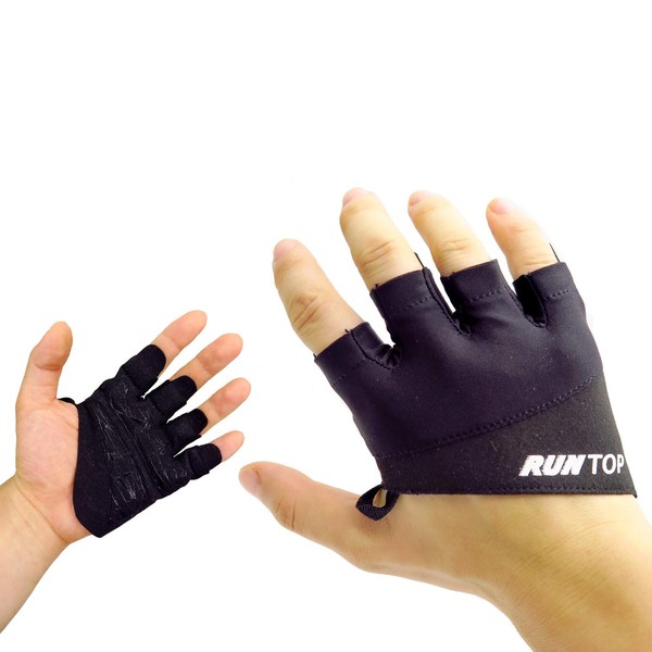 Workout Gloves Weight Lifting Grips with Silicon Padding by RUNTOP - Exercise Gloves Perfect for Women Men Cross Training WODS Weightlifting Bodybuilding Powerlifting Gym Fitness (Space Black, XL)