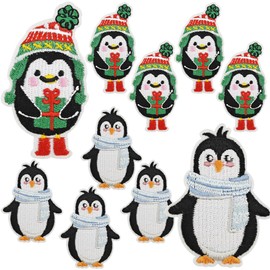 MEZHEN Penguin Patches for Iron-On Christmas Iron-On Patches Children DIY Sew-On Appliqué Patches for Iron-On Clothing Winter T-Shirt Jeans Bags Patches Christmas Decoration Pack of 10
