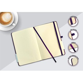 A5 Notebook Hardback Ruled Notepad Notes Lined Journal Diary with Pen Holder Premium Quality - Green