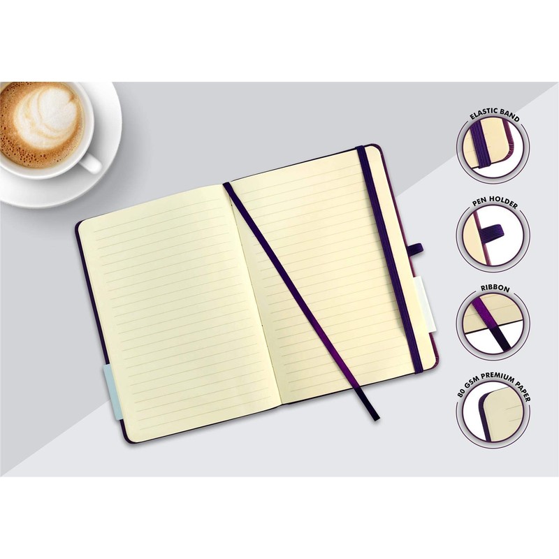 A5 Notebook Hardback Ruled Notepad Notes Lined Journal Diary with