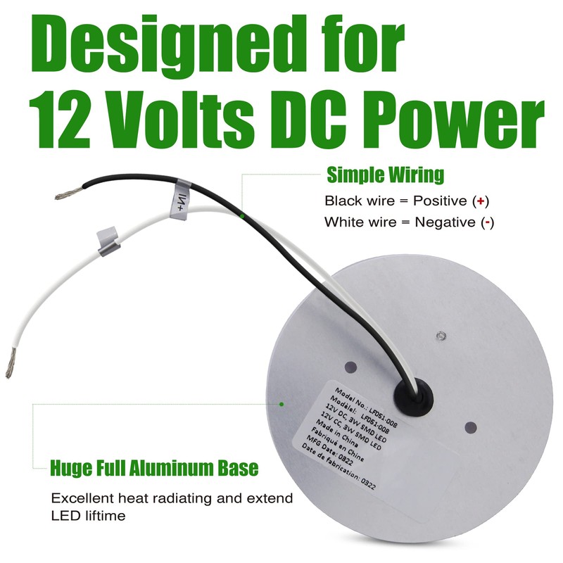 Homdec 12 Volt LED Ceiling Dome Light, 3'' LED RV