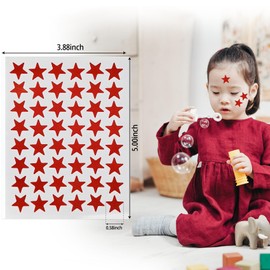 0.6" Red Star Stickers - 960 Pcs, 20 Sheets - Reward Stickers for Children, Ideal for Reward Charts and More (Red)