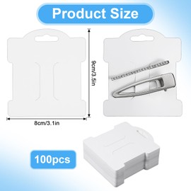 100 Pcs Hair Clip Display Cards, 3.5×3.1 Inches Hair Barrettes Jewelry Display Bow Holder, Rectangle Paper Cardboard for Hairs Accessories Organizing Packaging