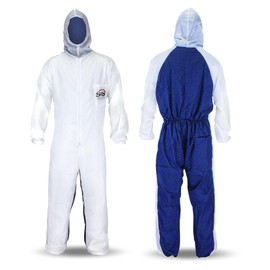 SAS Safety Corp Moonsuit Nylon and Cotton Coverall | Machine Washable Full Pullover with Hood Work Coveralls | Full Zipper Front, Elastic Waist with Pockets for Painting, Automotive, Factory (Medium)