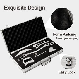 Gua Sha Stainless Steel Tool Set of 6 Pieces Muscle Scraper Massage Tool Acupressure Pen for face, Great Soft Tissue Mobilization Tool