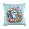 Cute Easter Shark in Bunny Costume Amid Colorful Easter Eggs