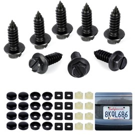 8 Pack Car License Plate Frame Screws, 3/4 x 1/4 Inch Black Metal License Plate Bolts with Cap Backing Anchors, License Plate Fastener Nut for Frames and Covers on Domestic Cars, Trucks, SUVs Syocsek