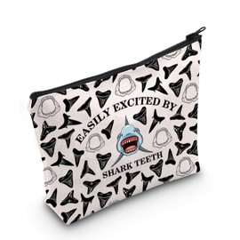 Shark Lover Gift Easily Excited by Shark Teeth Cosmetic Bag Shark Teeth Gift (Easily by Shark Teeth CA Bag)