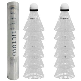 LIUTOVO 12 Pack Nylon Badminton Shuttlecocks Birdies Nylon Feather Shuttlecocks Badminton Birdies Great Stability ＆ Durability Indoor Outdoor Sports Hight Speed Training Badminton Balls（White）