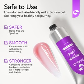 Gelike ec Poly Nail Gel for Starter: Hema Free Tube Acrylic Gel for Gel Nails Quick Dry Nail Extension Nails Long Lasting & Natural for Nail Studio at Home Nail Art Design Manicure