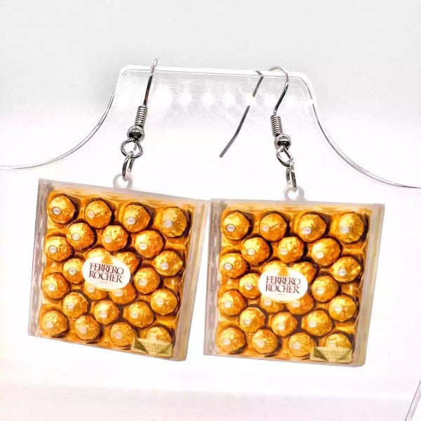 Handmade Ferrero Rocher Earrings - Candy Earrings - Chocolate Earrings