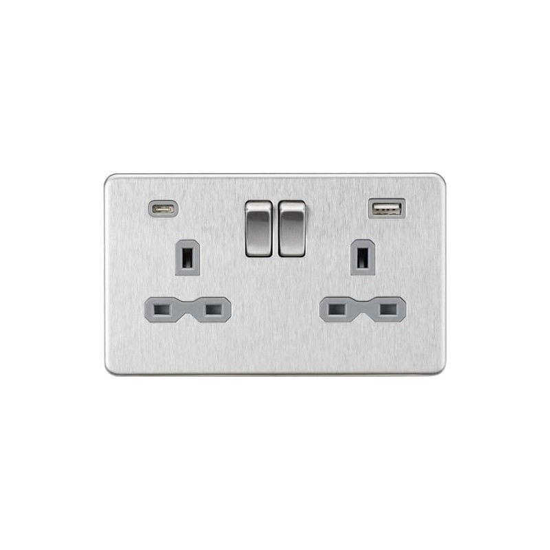 13A 2G SP Switched Socket with Dual USB A+C (5V