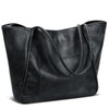 KKXIU Large Tote Bag for Women with Zipper Work Leather