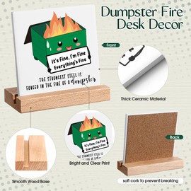 Threan 12 Set Dumpster Fire Desk Decor Graduation Funny Office Gifts for Teachers Appreciation Everything Is Fine Appreciation Gift for Employee Secretaries Nurse Volunteer Desk Decorations(Green)