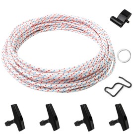 10 m Starter Rope Lawnmower, Replacement Starter Rope, Starter Rope 4 mm, Motor Parts Rope with 4 Start Handles, Recoil Starter Rope Compatible with Starter Pull Claws, Pull Cord for Chainsaw Trimmer